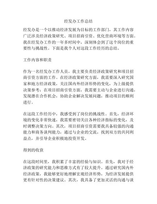 经发办工作总结