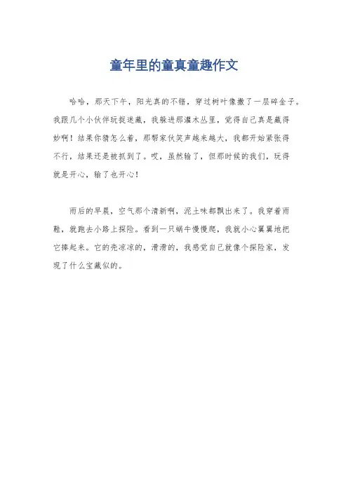 童年里的童真童趣作文