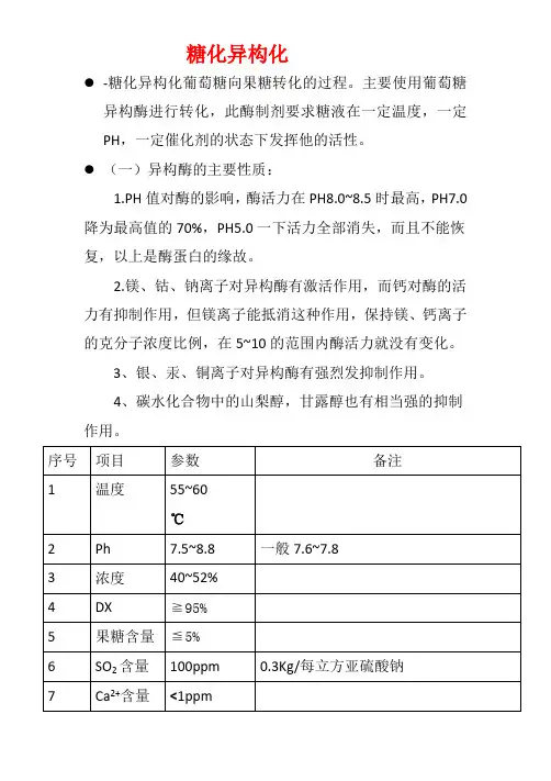 糖化异构化葡萄糖向果糖转化的过程