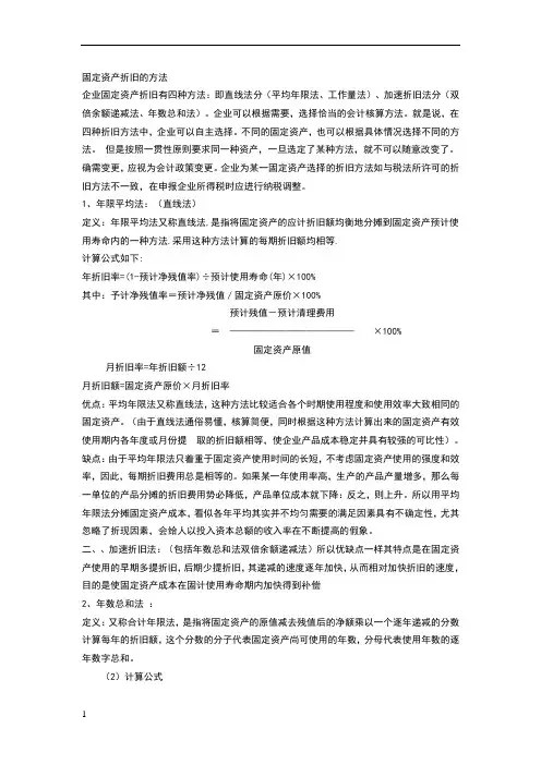固定资产折旧方法大全及例题解释