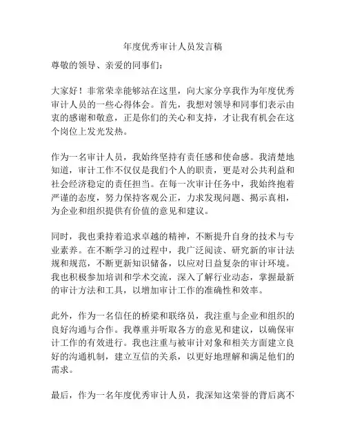 年度优秀审计人员发言稿