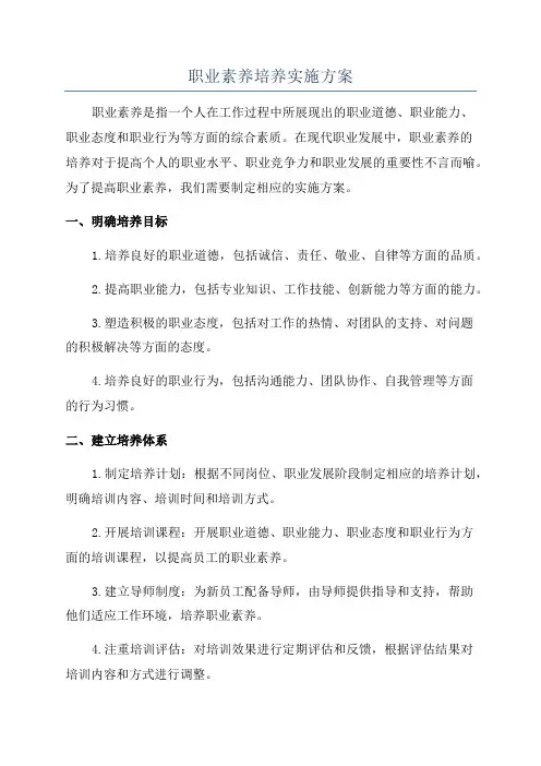 职业素养培养实施方案