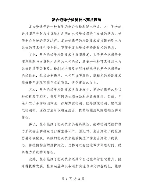 复合绝缘子检测技术亮点斑斓