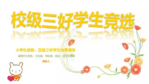 竞选区级、校级三好生(小学生大队委、中队委、班长、好少年)演讲拉票ppt课件_图文