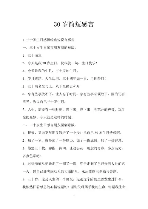 30岁简短感言