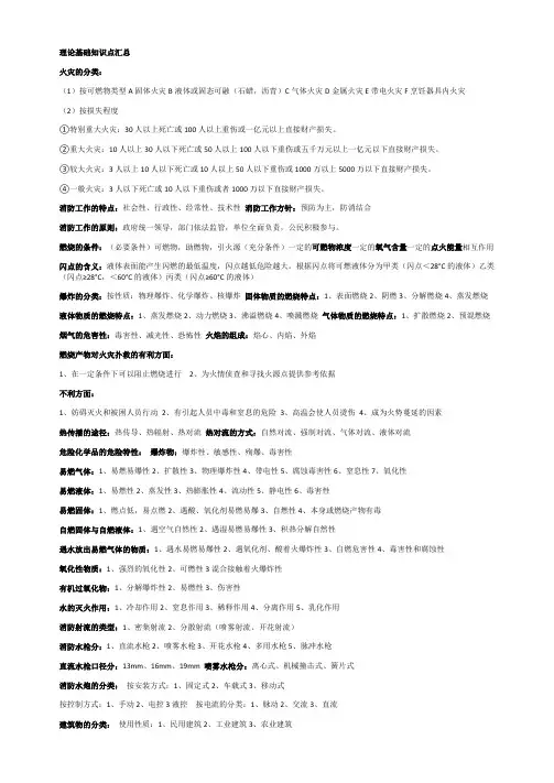 (完整word版)初级消防设施操作员理论基础知识点汇总