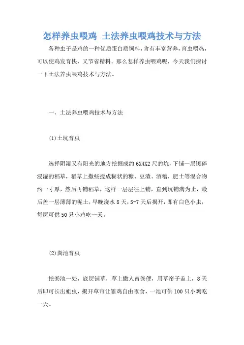 怎样养虫喂鸡 土法养虫喂鸡技术与方法