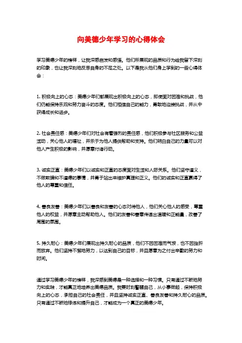 向美德少年学习的心得体会
