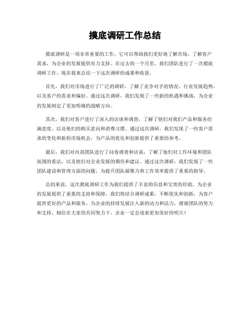 摸底调研工作总结