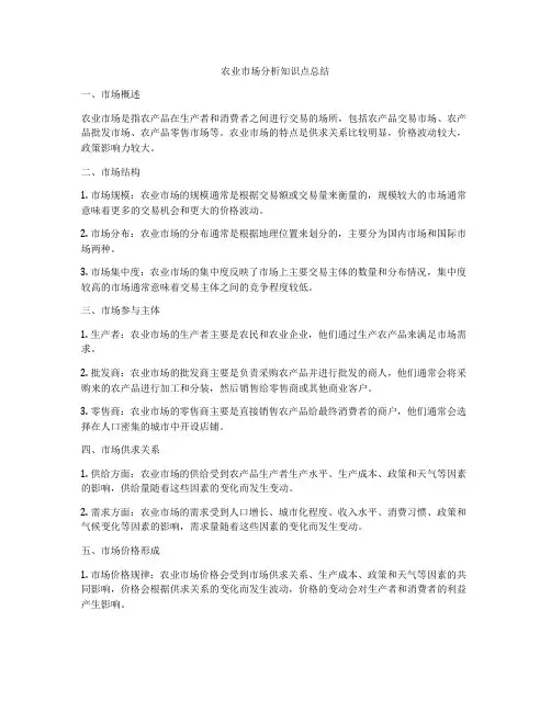 农业市场分析知识点总结
