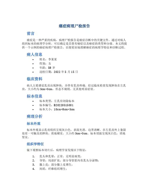 癌症病理尸检报告