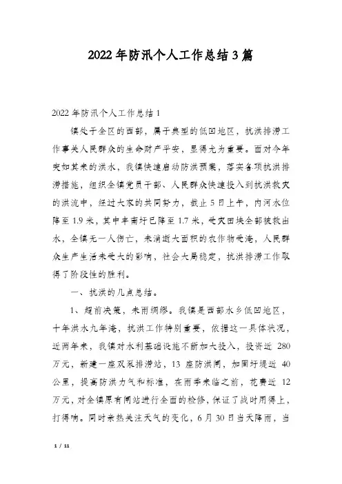 2022年防汛个人工作总结3篇