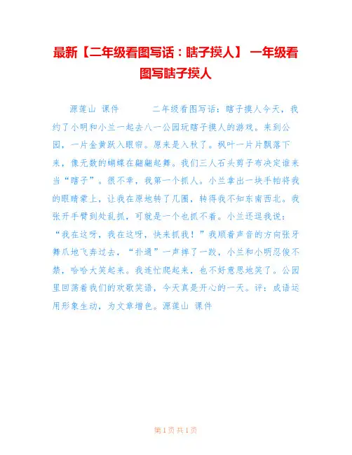 最新【二年级看图写话：瞎子摸人】 一年级看图写瞎子摸人