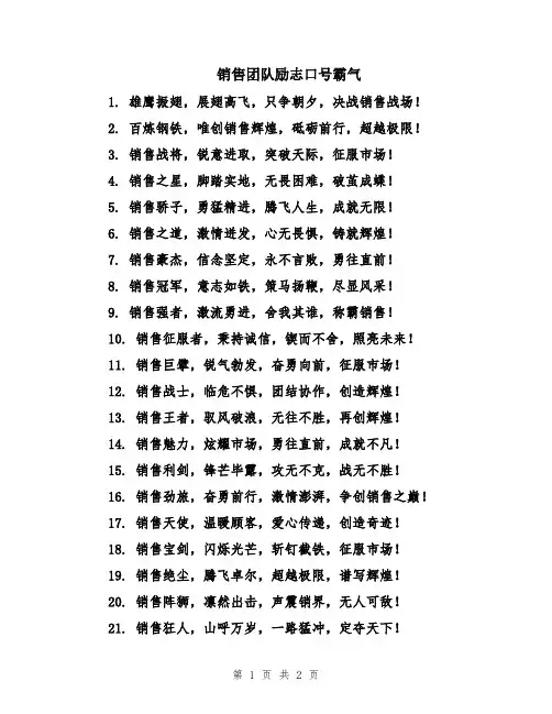 销售团队励志口号霸气