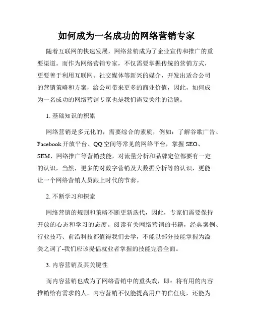如何成为一名成功的网络营销专家