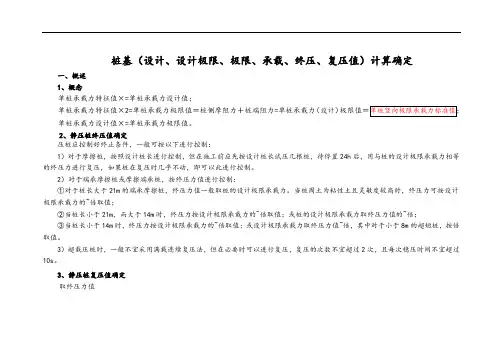 桩基(设计、设计极限、极限、承载、终压、复压值)计算确定