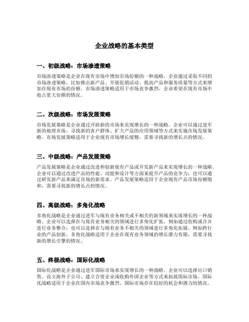 企业战略的基本类型