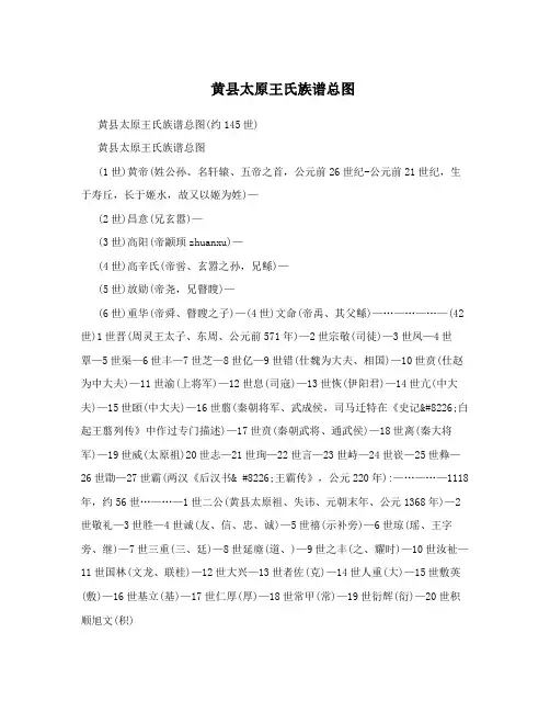 黄县太原王氏族谱总图