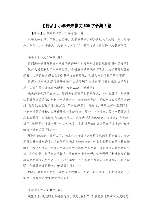 【精品】小学未来作文500字合集5篇