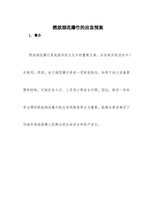 燃放烟花爆竹的应急预案