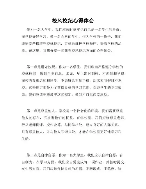 校风校纪心得体会