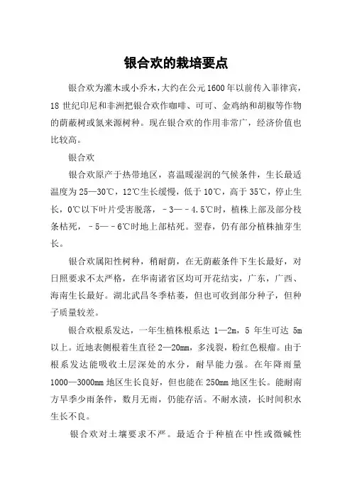银合欢的栽培要点