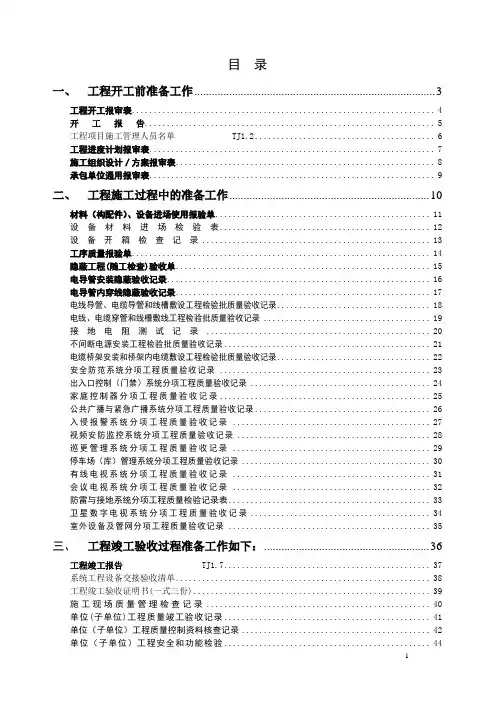 智能化、弱电工程等工程资料规范表