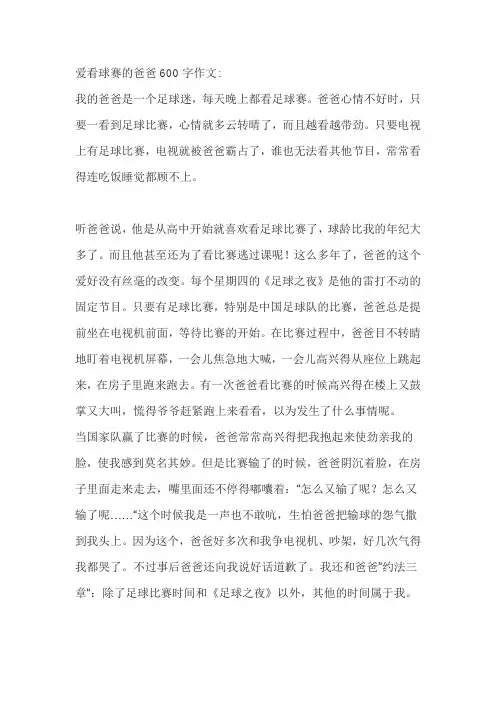 爱看球赛的爸爸600字作文