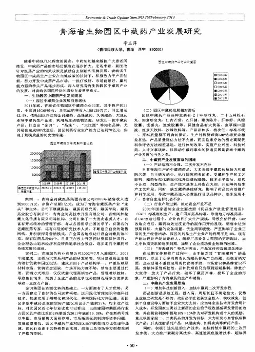 青海省生物园区中藏药产业发展研究