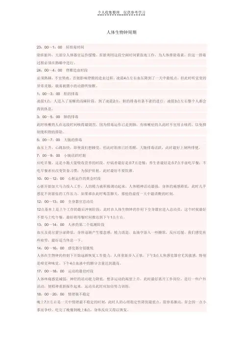 人体生物钟周期