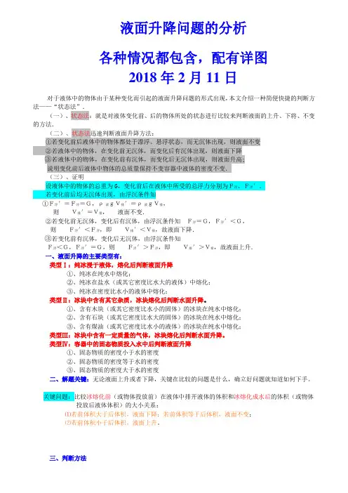 浮力专题液面变化及其解题技巧(很全面很详尽)