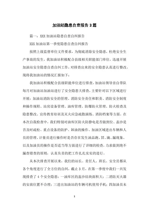 加油站隐患自查报告3篇