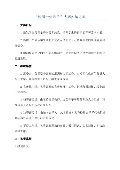 “校园十佳歌手”大赛实施方案