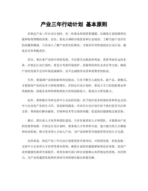 产业三年行动计划 基本原则