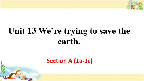 人教版英语PEP英语九年级下册 Unit 13 We’re trying to save the e