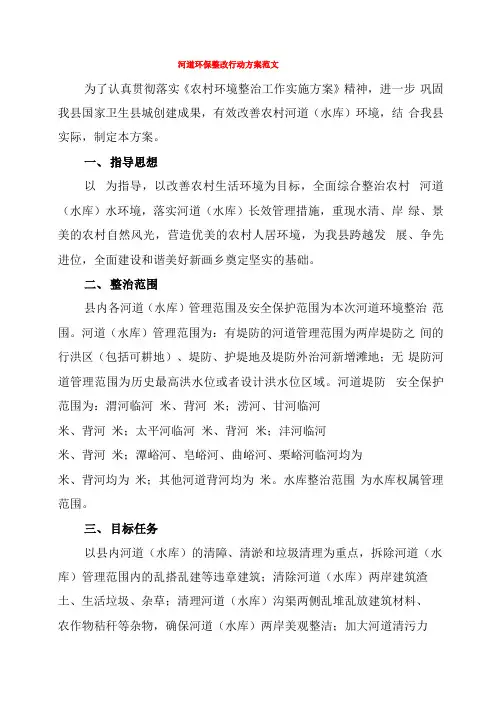 河道环保整改行动方案范文