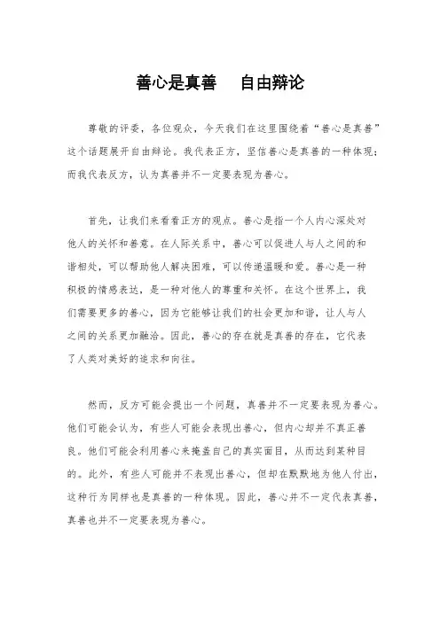 善心是真善     自由辩论