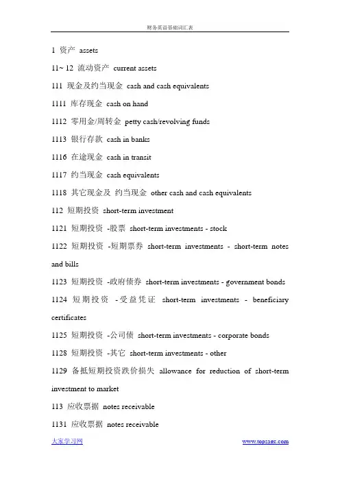财务英语基础词汇表+全套财务英语PPT学习