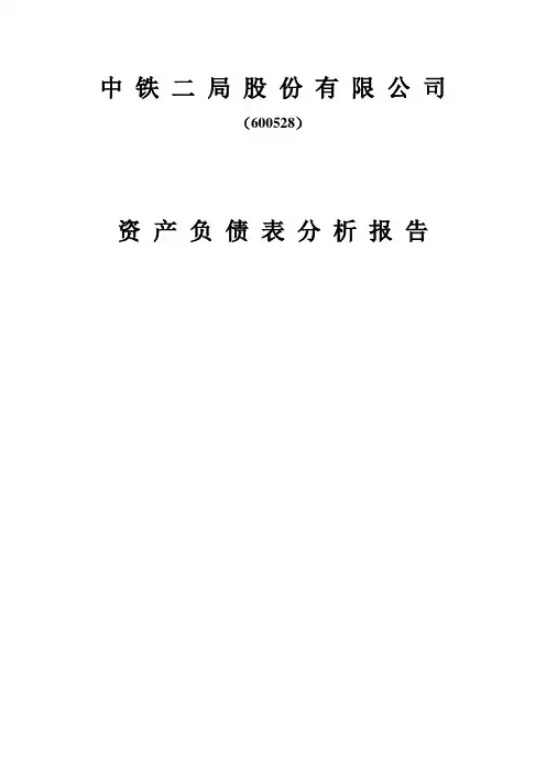 中铁二局资产负债表分析报告
