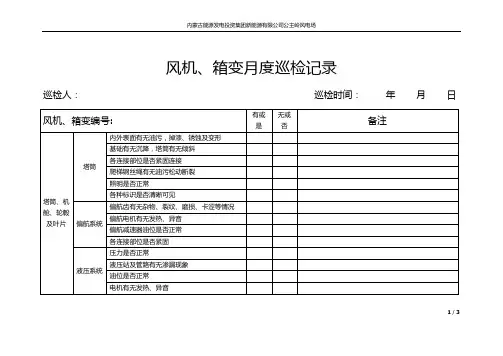风机、箱变巡视检查记录