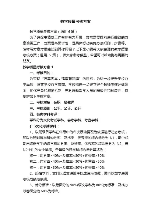 教学质量考核方案