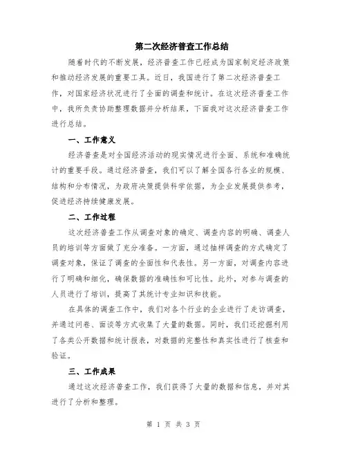 第二次经济普查工作总结