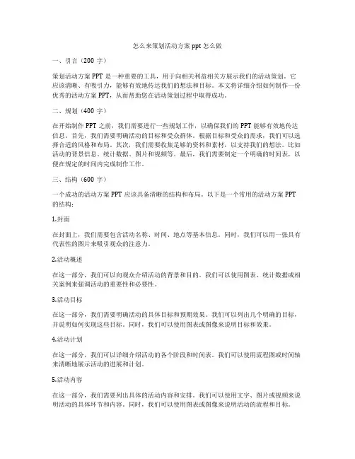 怎么来策划活动方案ppt怎么做