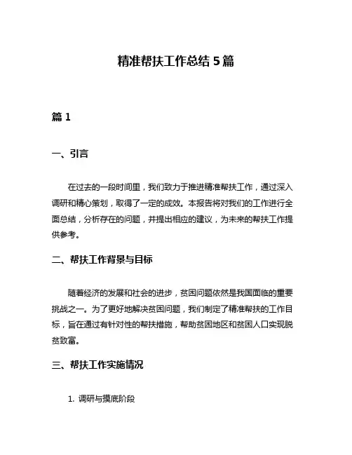 精准帮扶工作总结5篇