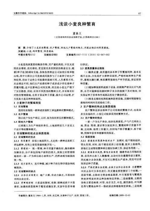 浅谈小麦良种繁育
