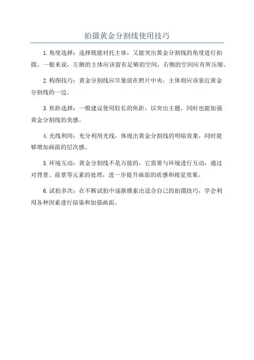 拍摄黄金分割线使用技巧