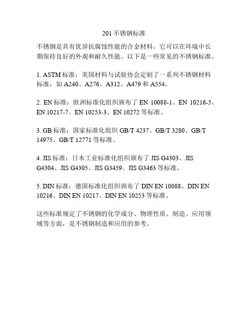 201不锈钢标准
