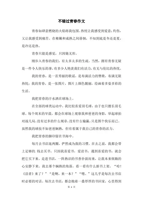 不错过青春作文