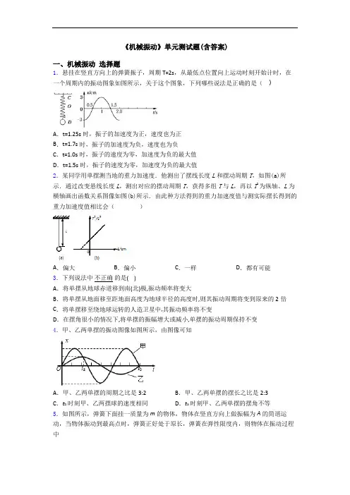 《机械振动》单元测试题(含答案)