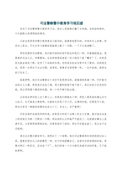 司法警察警示教育学习观后感